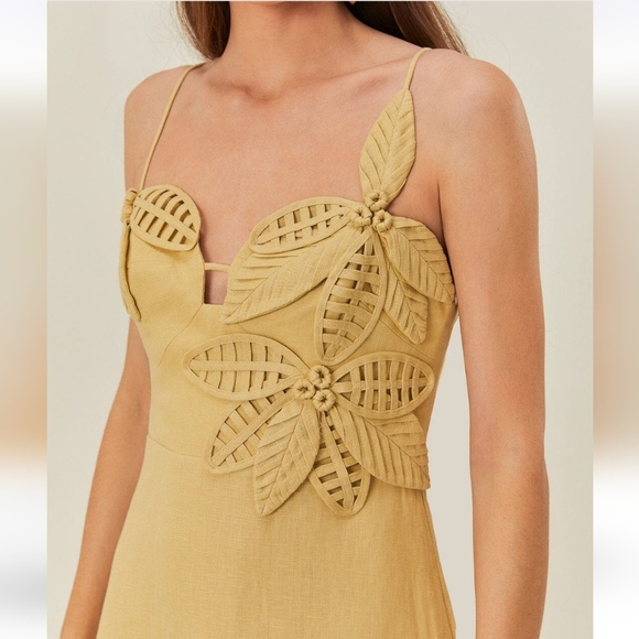 farm rio. sand 3d flower bodice midi dress. size s. NWT - Picture 4 of 15